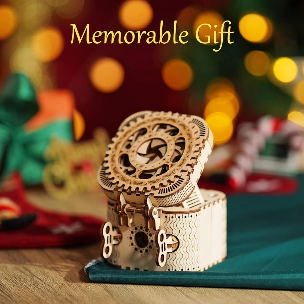 3D-Holzpuzzle Mechanische Schatzkiste Modell DIY Denksportprojekte für Erwachsene Kinder ab 14 Jahren