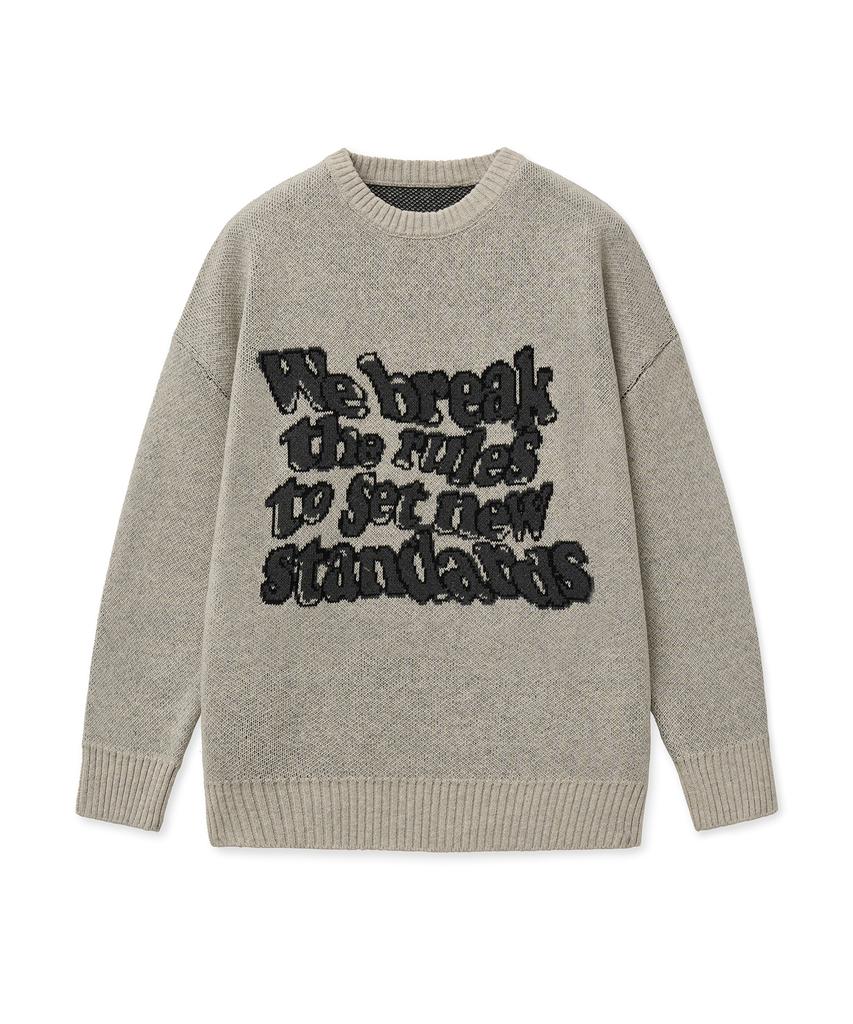 STANDARDERROR 87-Stan191 Art Lettering Oversized Jacquard Knit Gray