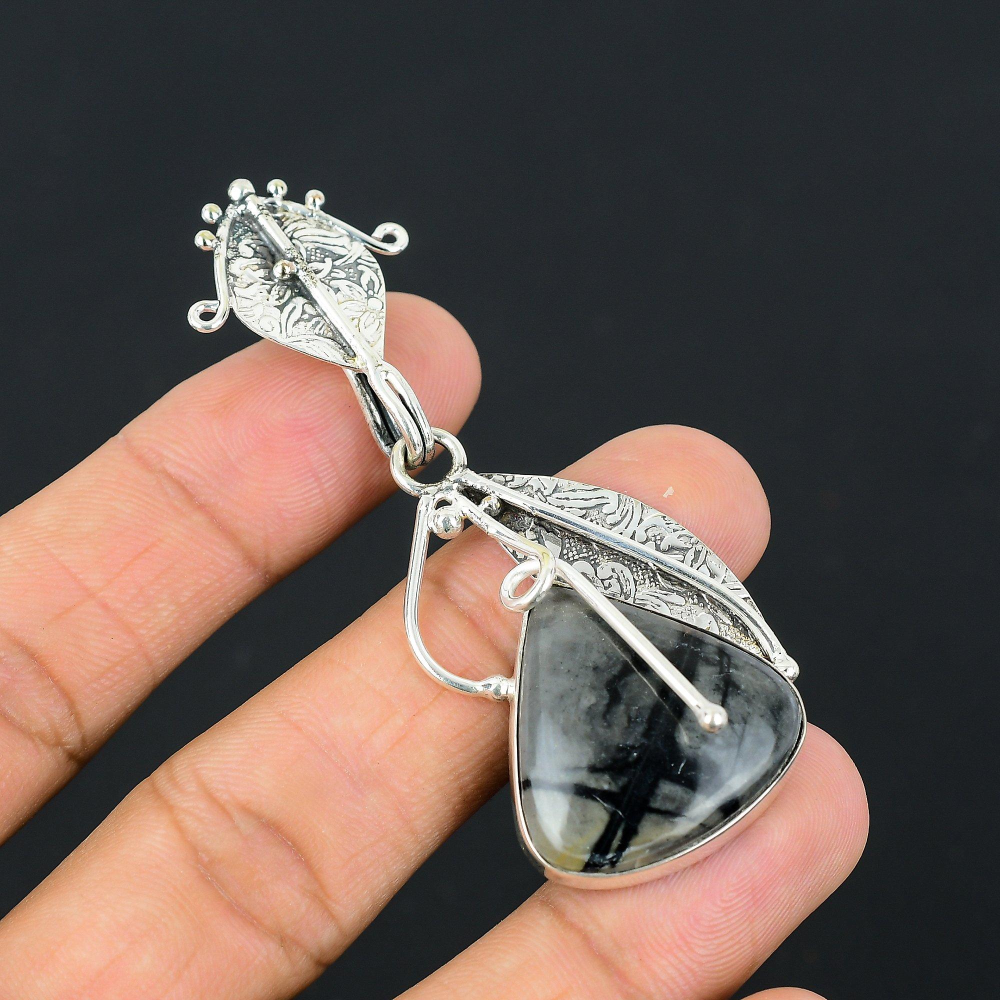 

Sisters Day Deal Natural Picasso Jasper New Pendant Jewelry 925 Sterling Silver