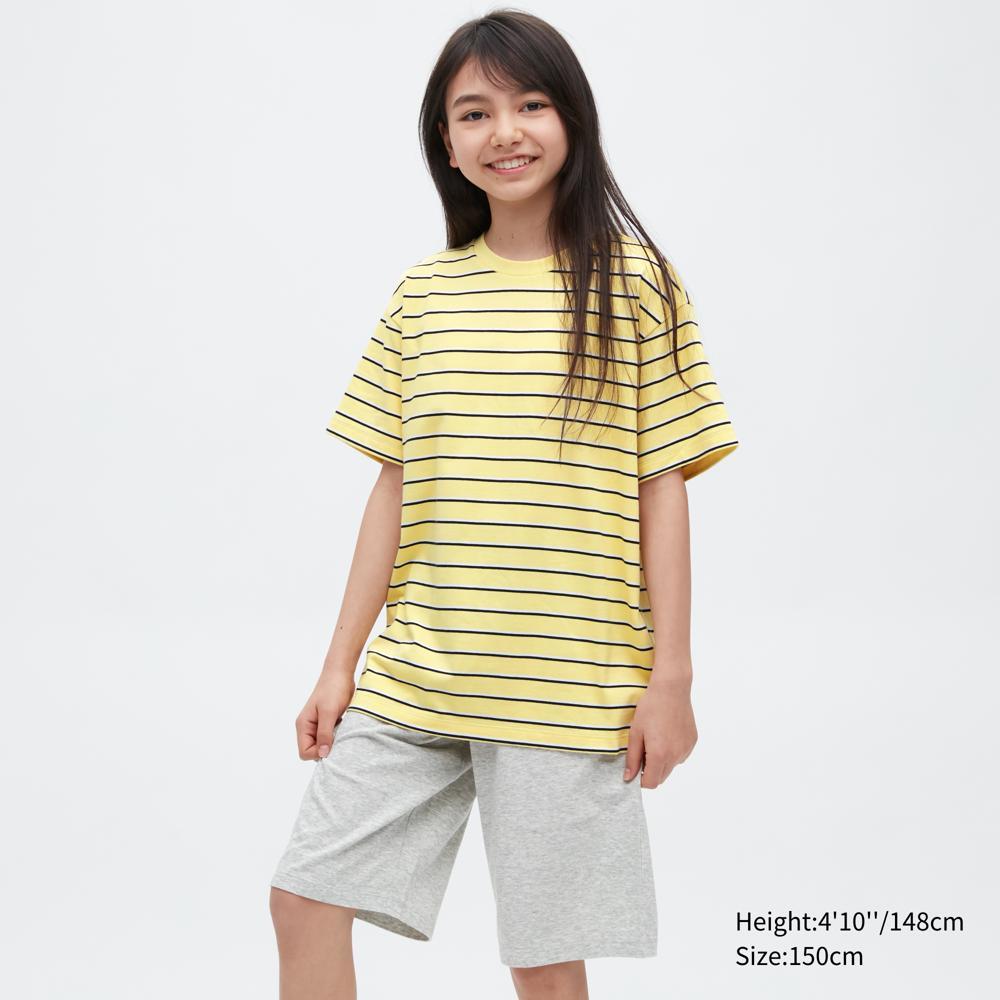 

UNIQLO KIDS AIRism Хлопковая смесь с каймой и короткими рукавами
