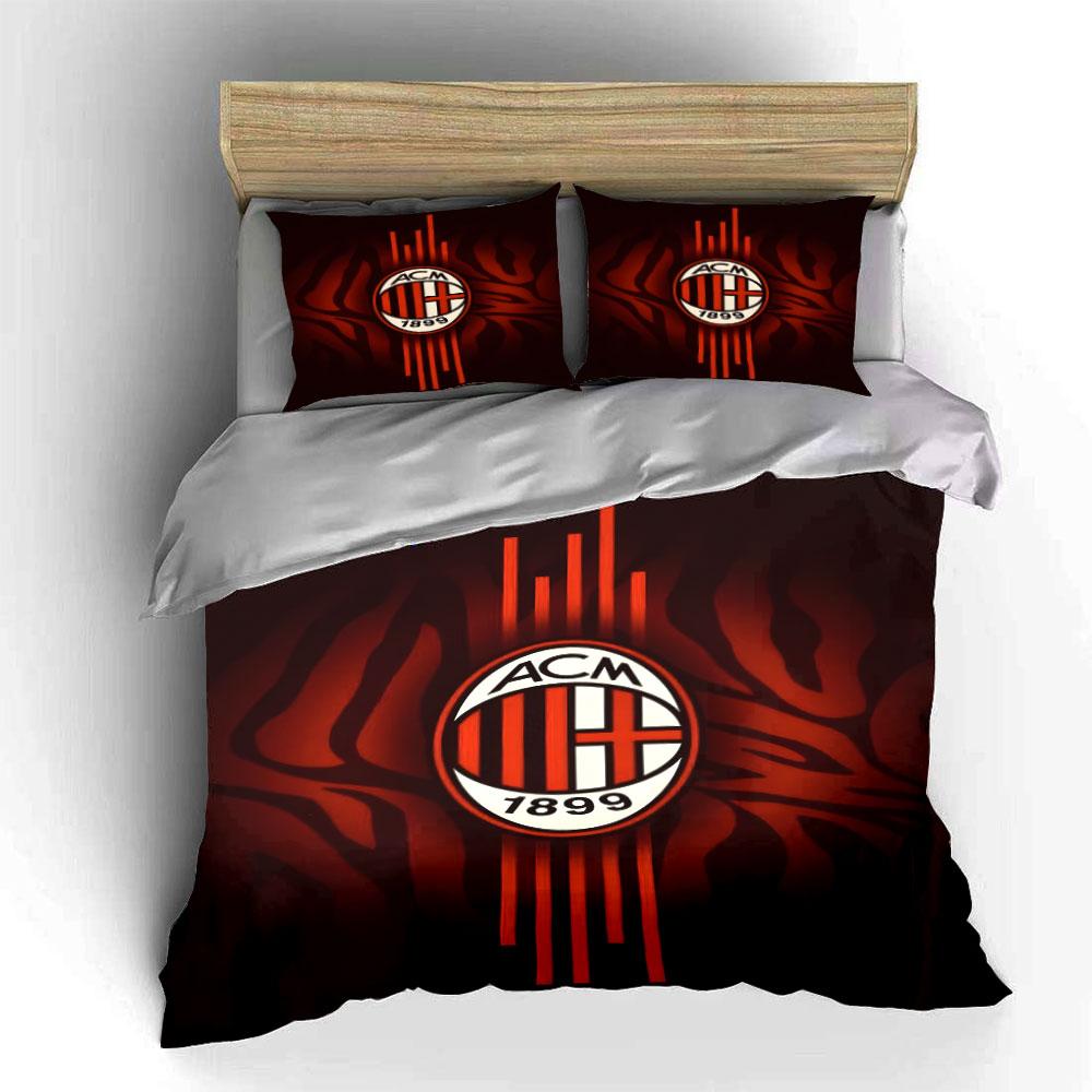 AC Milan logo, stripes. Bedding sets Duvet cover sets Duvet covers Pillowcases(1*Duvet Cover 2*Pillowcases without duvet insert)