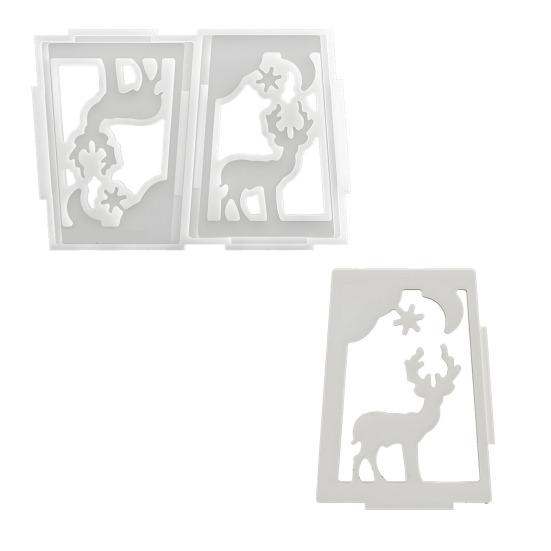 Christmas Candle Holder Mold Flexible Non-Stick Silicone Mold Christmas Lantern Casting Mold for Resin Plaster Elk Snowflake Snowman Candle Holder