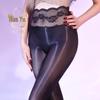Peony Lace Seamless 5D Open Crotch Black Stockings - Erotic Women's Hosiery