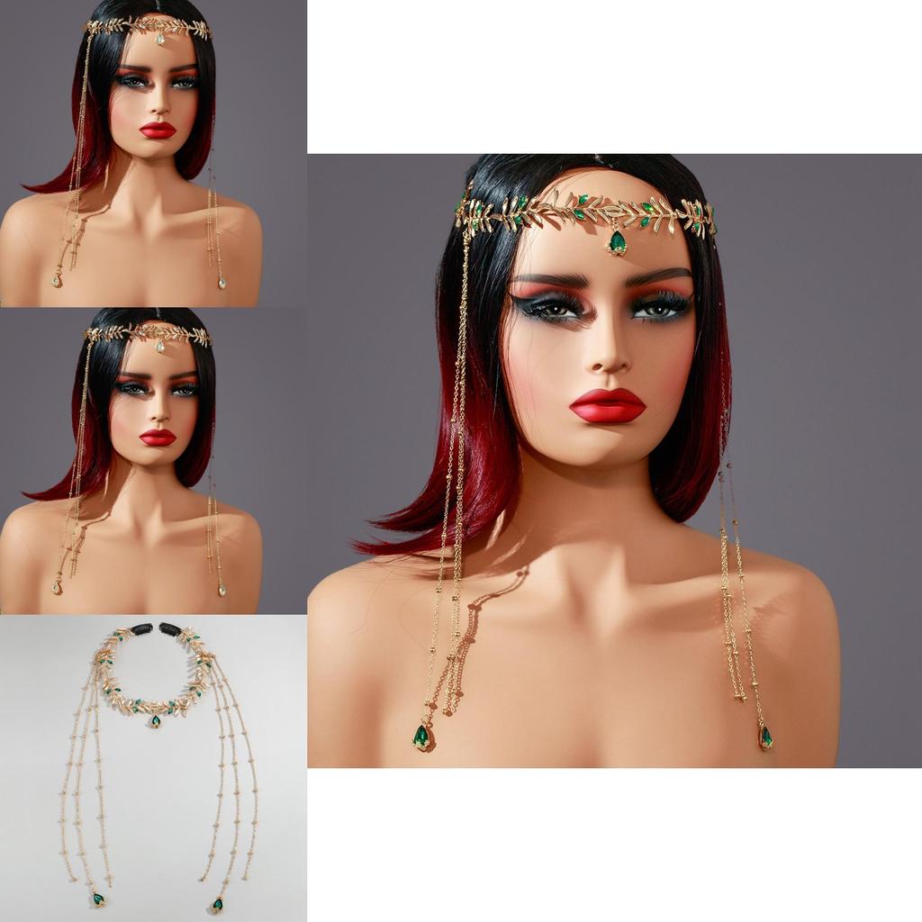 Fashion Simulation Gemstone Decoration Leaf Shaped Design Women Headwear For Travel Gift