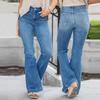 Dame Baggy Mid Waist Jeans Vide Ben Løse Denim Bukser Rette Ben Cropped Barrel Jeans