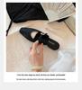 Grape Mom French Square Toe Diamond Buckle Low Heel Pointed Toe Mule Slippers for Women