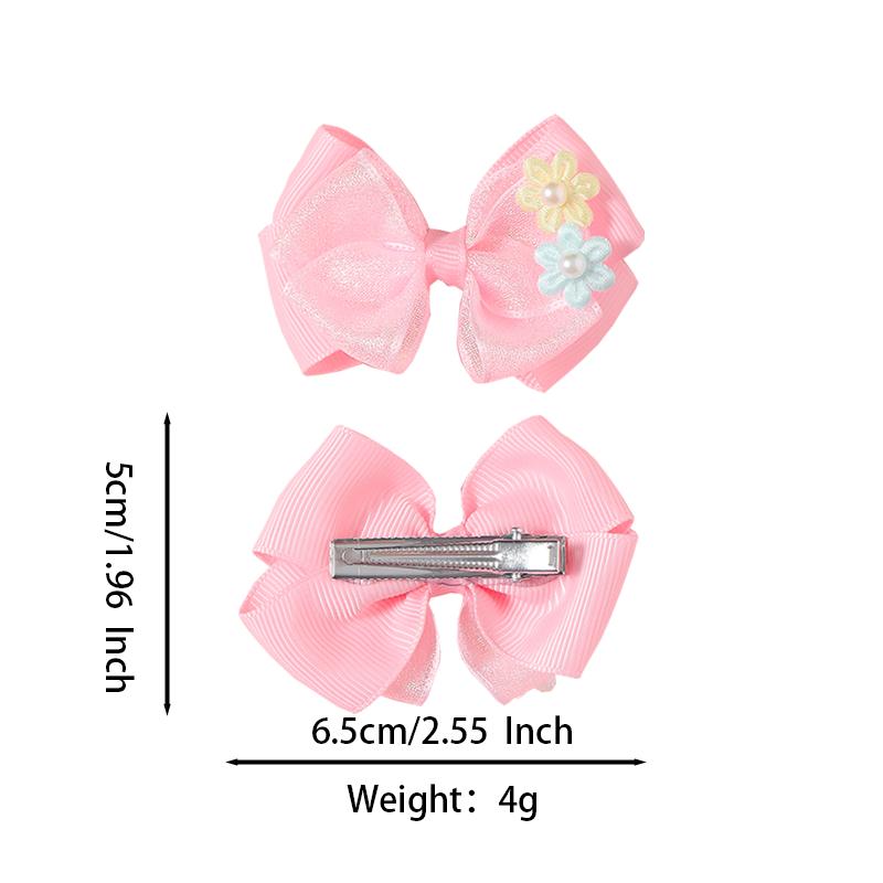 2Pcs/set New Cute Fashion Shiny Flowers Bow Lovely Girls Hairpins Children Headwear Hairgrip Hair Clips Hair Accessories Gift