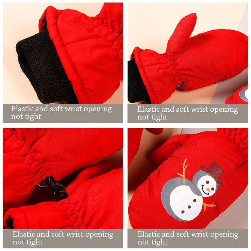 Outdoor Thick Warm Ski Gloves Non-slip Windproof Waterproof Mittens Winter Cute Sports Gloves for 2-5 Years Old Boys Girls