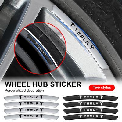 Car Badge Emblem Wheel Hub Rims Decor 3D Stickers Aluminum Caps For Model 3 / Y 2022 2021 Center Console Containersr