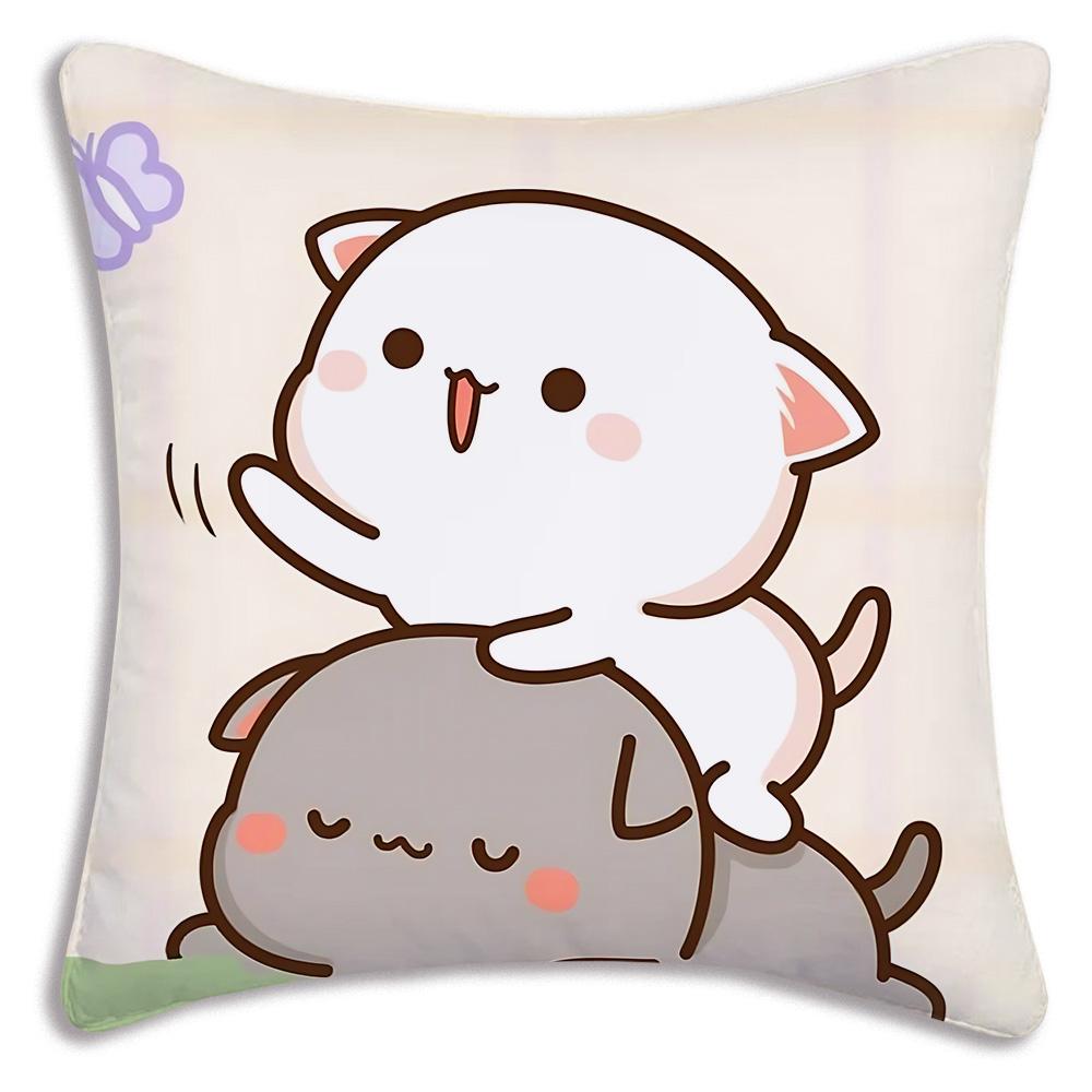 Cute PeachS And G-GomaS Pillow Covers Cartoon Sofa Decorative Home Double-sided Printing Short Plush Cute Cushion Cover