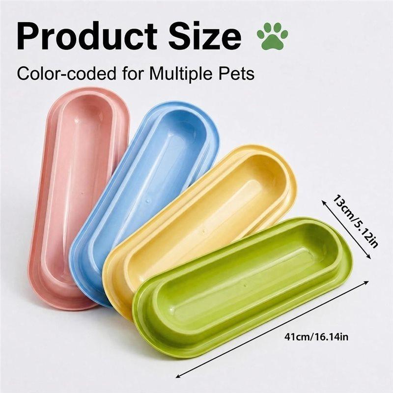 J1UL1N Maison Multi-Chats Pack de 4, Longs Gamelles pour Animaux - Grande Capacité Antidérapantes Faciles à Nettoyer Pour l'Intérieur et l'Extérieur
