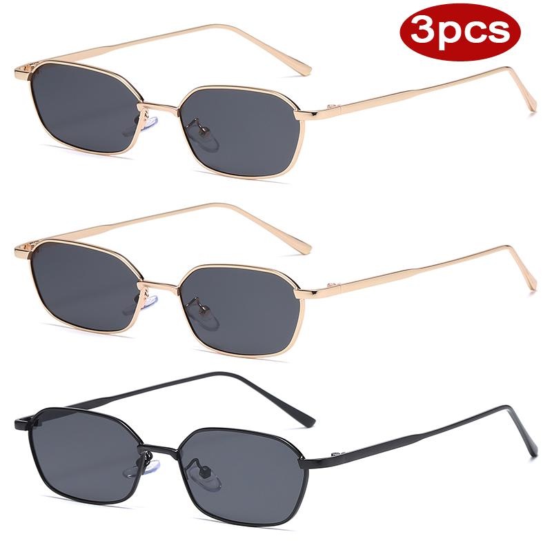 Protective Glasses 3pcs Fashion Metal Square Sunglasses Women Small Feame Punk Design Eyeglasses Colorful Lens Glasses UV400