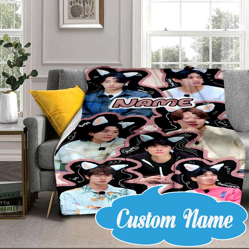 Custom Name K-pop Stars Group Blanket bed sofa Blanket Flannel Blanket for Camping, Hiking, Picnic Essentials,gift for Fan family