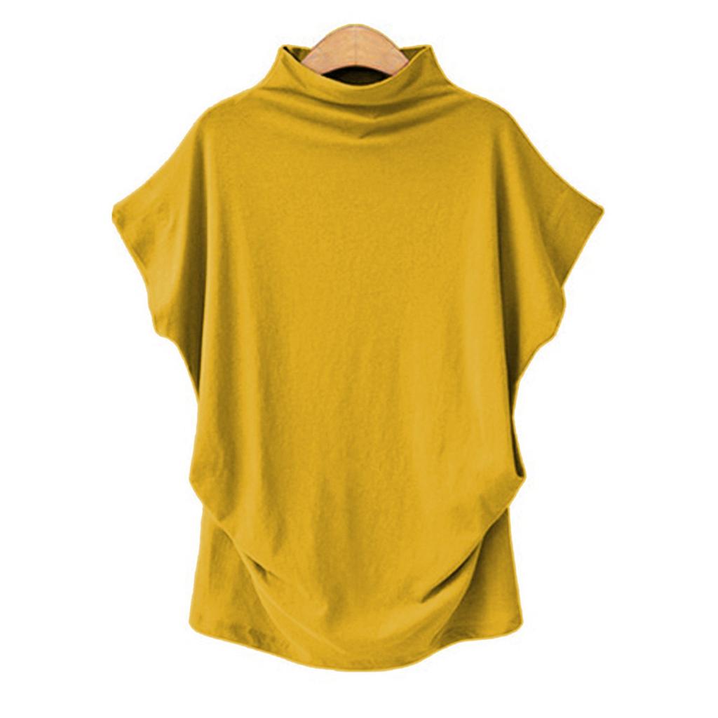Women's Turtleneck Top Crewneck Short Sleeve T-shirt