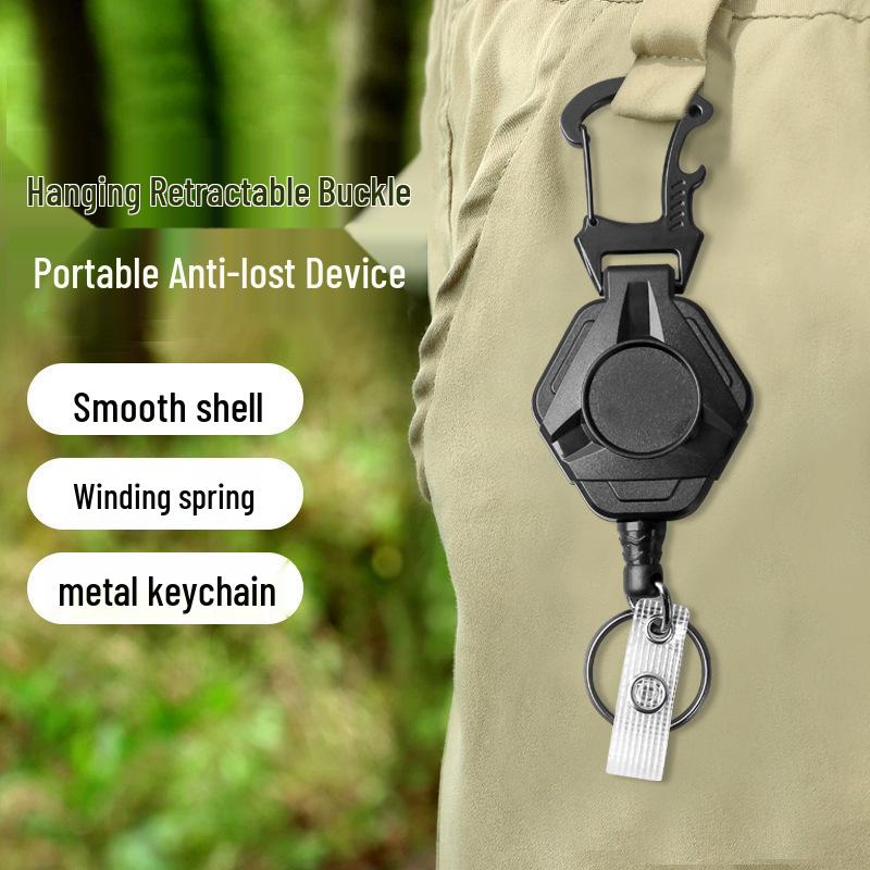 Multi-functional Retractable Rebound Lure Keychain with Anti-theft Steel Wire
