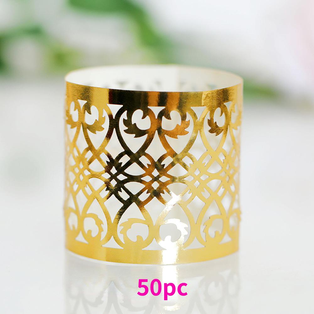 

100/50Pcs Napkin Rings Sparkling Paper Napkin Holder Disposable Napkin Bands Napkin Holder For Wedding Party Dinner Table Decor (As shown-4419)-
