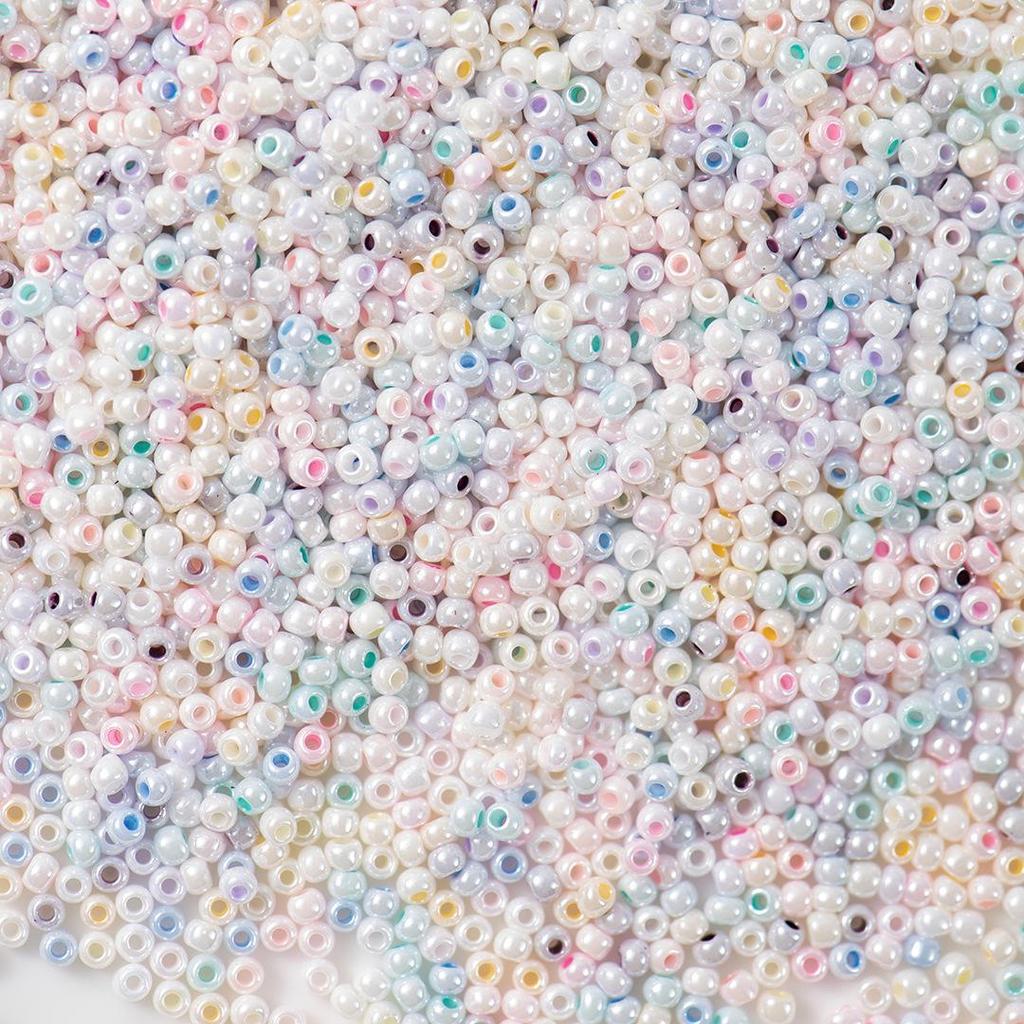 Thousand Color Glass Seed Beads 2/3mm - Solid Enamelled Round Beads for DIY Crafts, Handmade Uniform Cream String Beads.