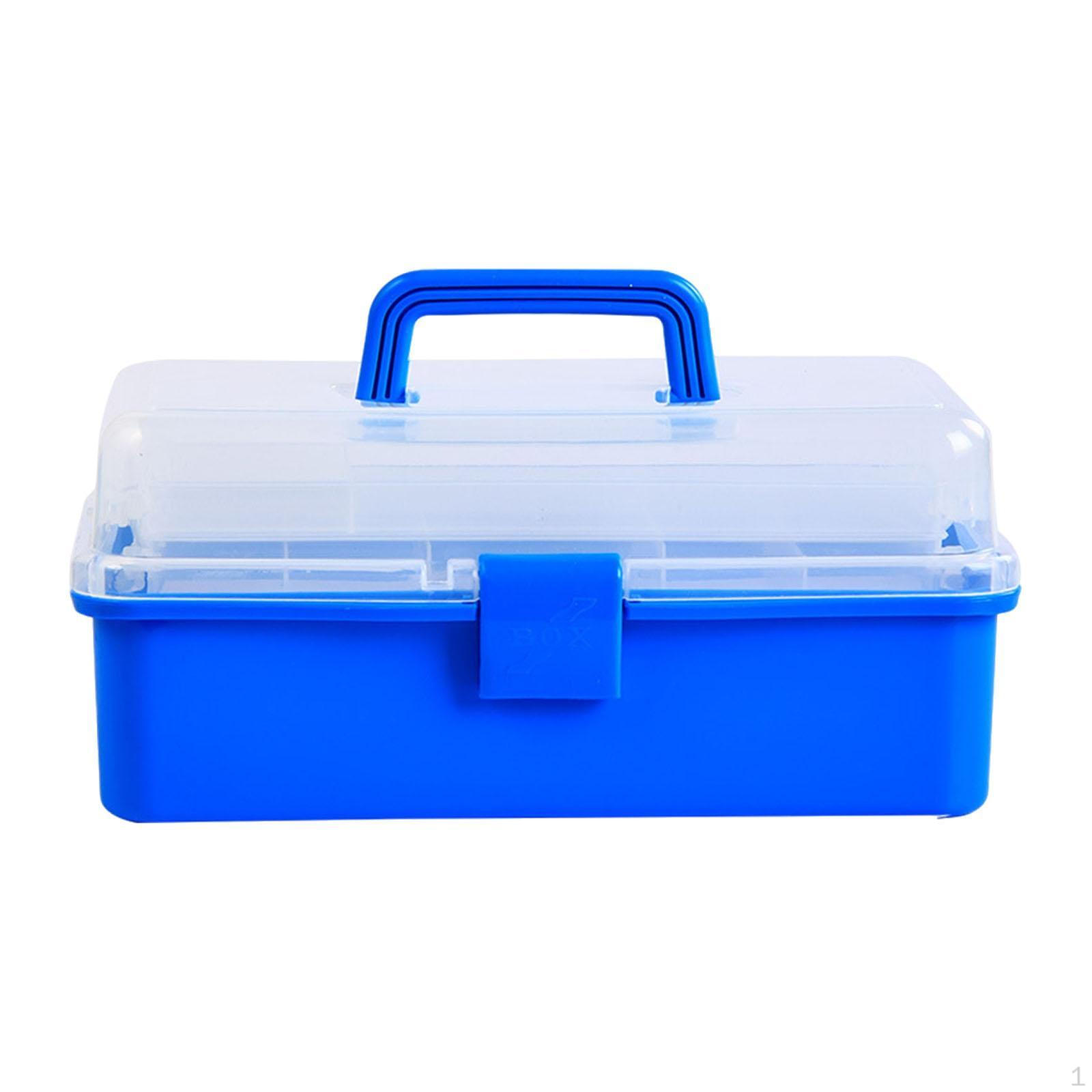 

Ящик для хранения художественных принадлежностей, запирающийся органайзер с ручкой для маникюрных наборов и аптечек синий