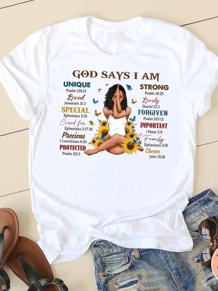 Clothing Casual FeUnisex Tshirts Ladies Graphic Letter Style Cute Sweet Sleeve Fashion Women Print Tees Faith Aesthetic Clothes