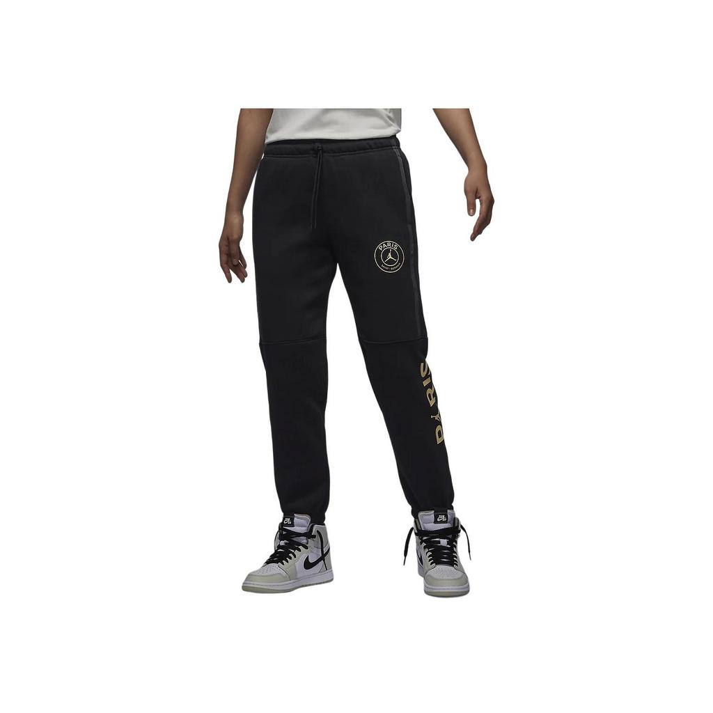 Jordan X PSG Brooklyn SS24 Paris Saint-Germain Alphabet Drawstring Casual Joggers With Velvet Lining Women Bottoms Black FN5179-010