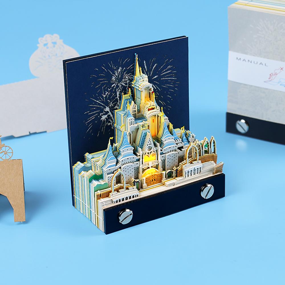 

Omoshiroi Block 160 аркушів Memo Cube Pad Retro Arch Pavilion 3D Блокнот Cubes Sticky Notes Сувеніри для вечірок Подарунки Весільні сувеніри M
