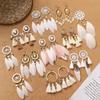 Ethnic Style Bohemia Feather Earrings White Long Style Fashion Retro Stylish Tassel Female Holiday Trip Shoot Earrings