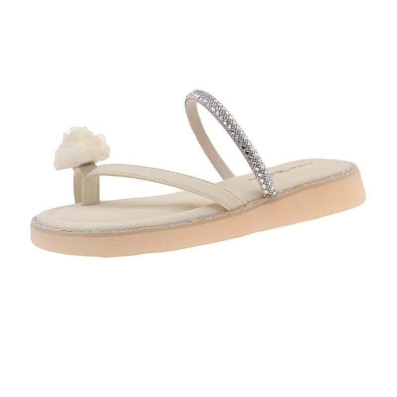 Slippers women's summer outer wear new fashion with skirt flower rhinestone cover toes beautiful sandals
