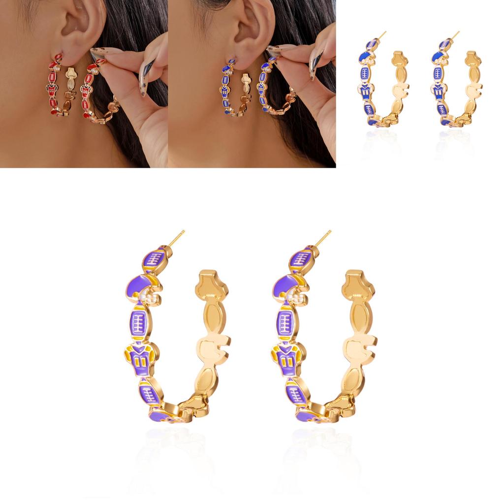 Casual Cool Unique Football Volleyball Earrings In Alloy With Electroplated Finish For Women