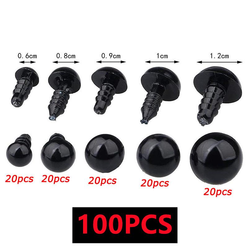 

200/100PCS-Box Plastic Black Safety Eyes For Toys Mix Size Crochet Animal Eye DIY Crafts Making Doll Toys Amigurumi Accessories