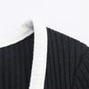 Autumn V-neck Color Block Flare Sleeve Knit Cardigan