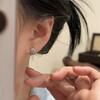 Zircon Cross Hollow Round Earrings Exquisite Small Versatile Ear Buckle Fashion Temperament High Sense Earrings Women