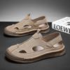 Men's Shoes Summer Hollow Leather Sandals Men's Large Size Bag Head Outdoor Casual Beach Shoes Driving Soft-soled Hole Shoes