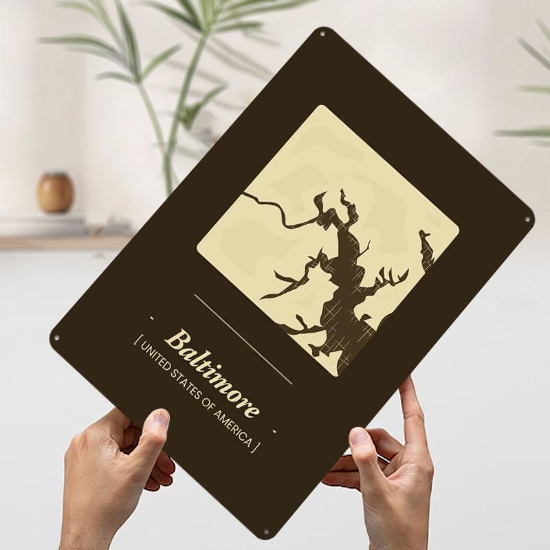 Baltimore City Map Poster Customized Wall Art Vintage Metal Signs Retro Tin Plaque for Man Cave Modern Home Decoration Luxury