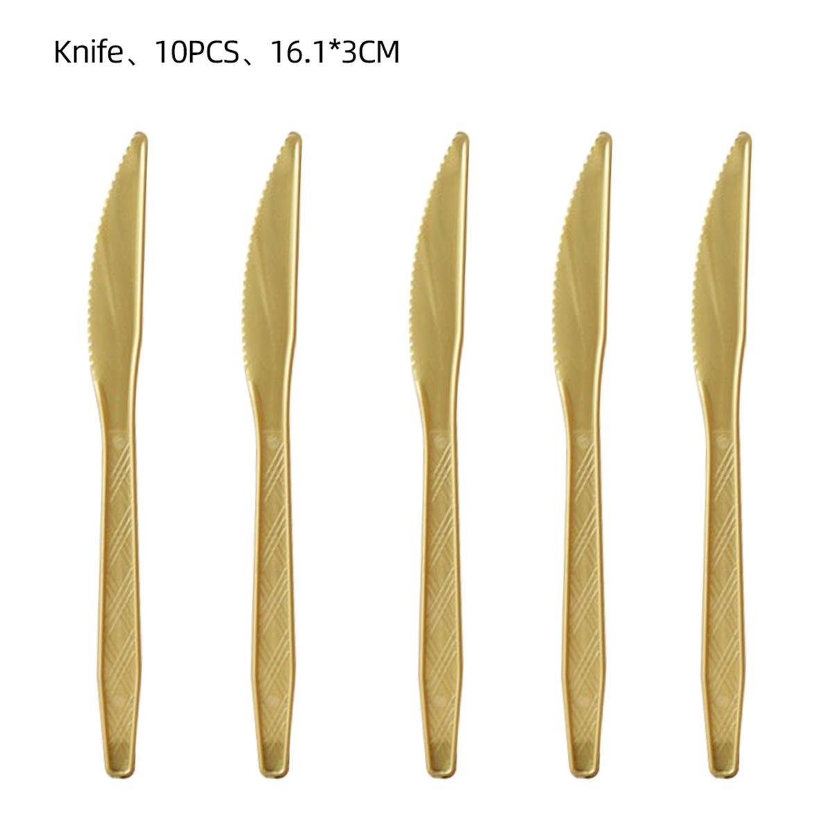 Disposable Gold Dinner Plate & Cutlery Set for Weddings and Parties