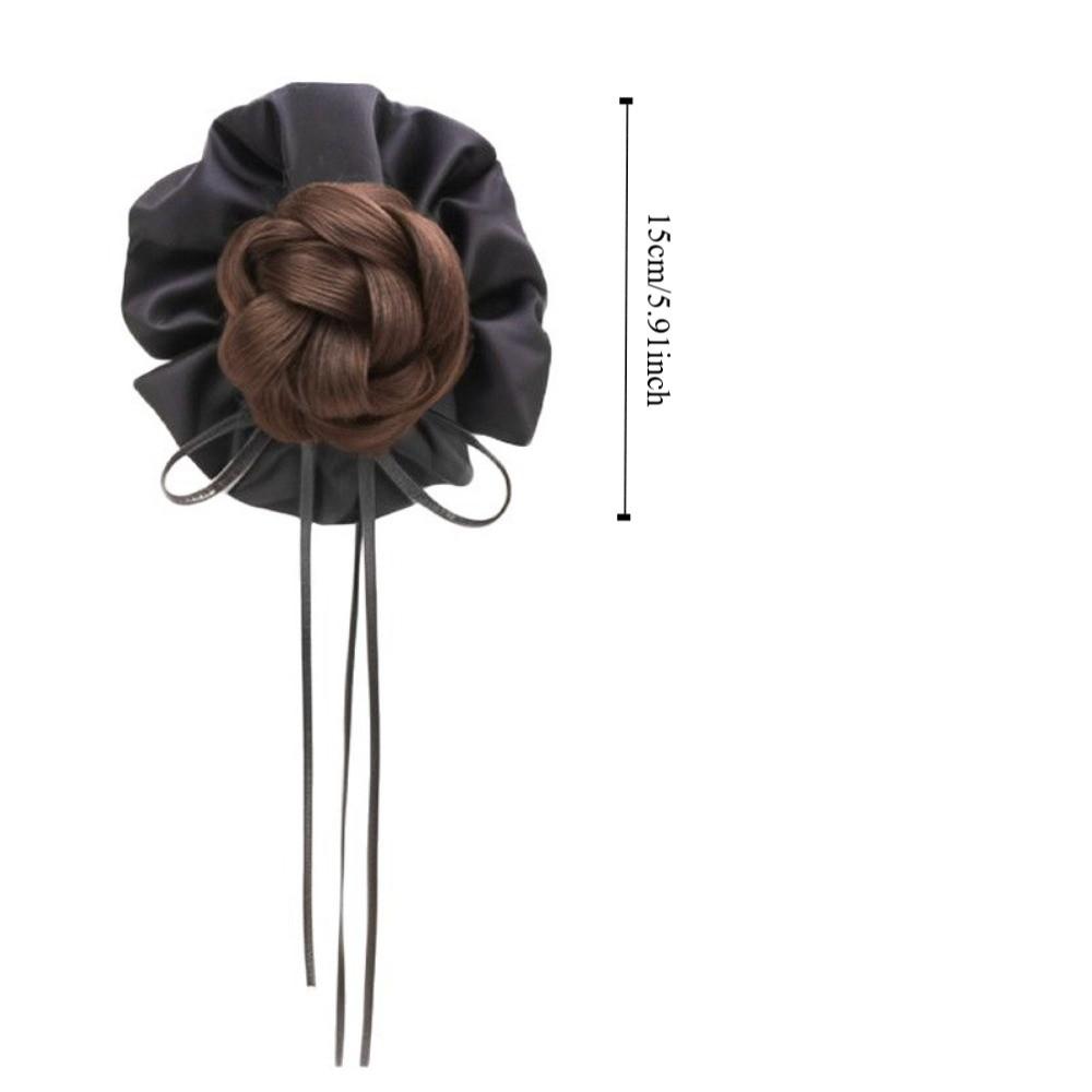 Ribbon Bun Head Wig Bowknot Wig Rubber Band New Hair Bun Claw Clip  Hair Accessories