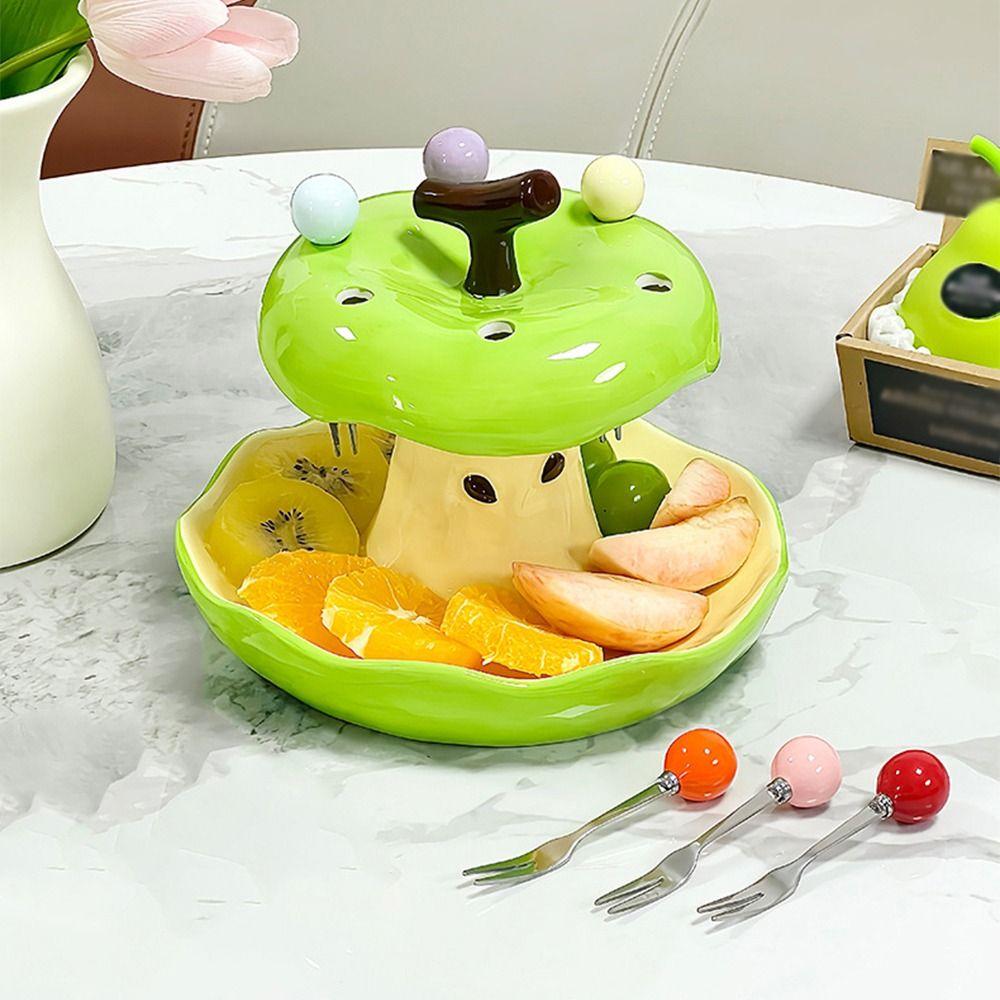 Creative Colorful Fruit Fork Plate Set Fruit Fork with Fruit Plate Set Party Supply