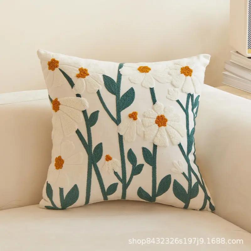 45X45Embroidery Pillowcase Pillow Cover Luxury Flower Nordic Vintage Style Cushion Covers Home Living Room Sofa Couch Seat Decor