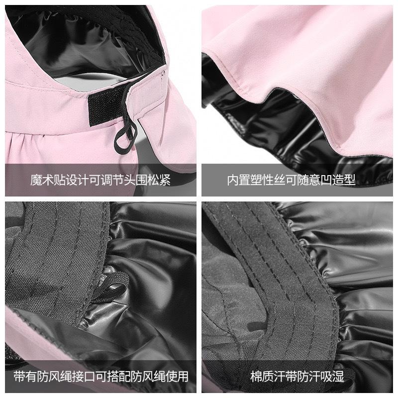 Summer new vinyl empty top hat big eaves UV protection sun hat breathable portable foldable ponytail