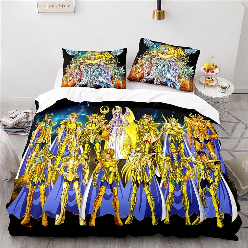 Cartoon 3d Saint Seiya Printed Bedding Set Anime Duvet Cover Pillowcase Adult Kids Comforter Cover Set Twin Full Queen King Size