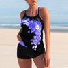 Plus-Size-Bikini-Zweiteiler-Badeanzug, Blumendruck, überkreuzte Träger, Neckholder-Tankini-Set