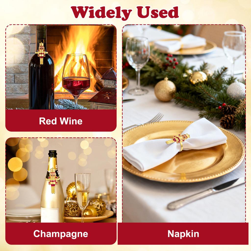 4Pcs Nutcracker Shaped Napkin Ring Alloy Christmas Napkin Holder Table Decoration for Holiday Party Wedding Thanksgiving Dinner