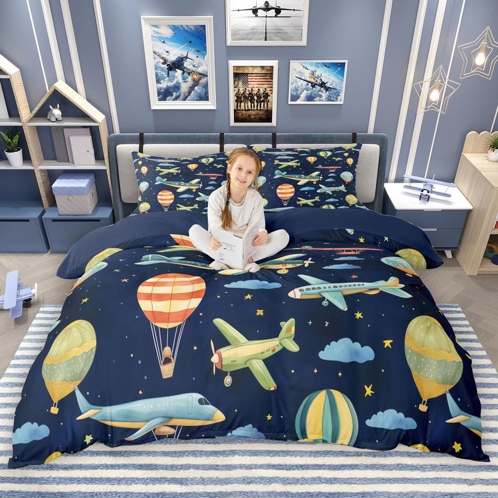 Comforter Homewish Cartoon Airplane For Children Transportation Theme Bedding Set Aircraft Plane Comforter Set
