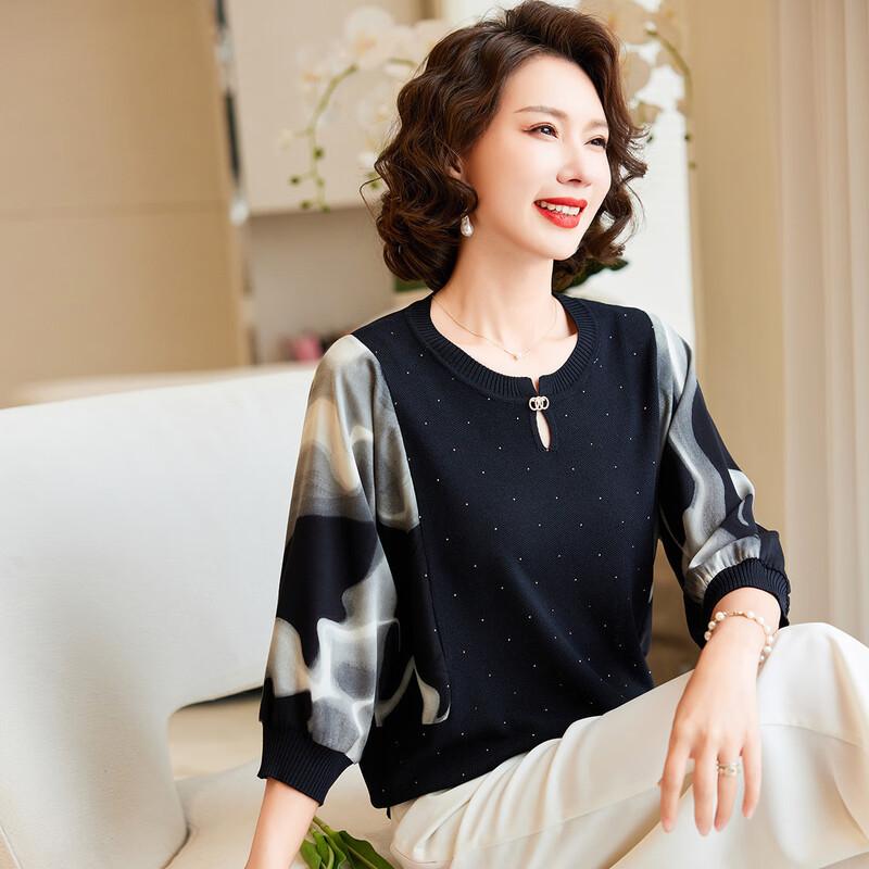 

Women s Summer Seven-Sleeve Round Neck T-shirt 2XL