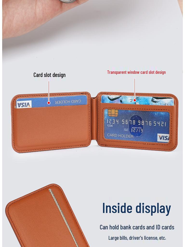 European Fashion Magnetic MagSafe Card Holder: Eco-Friendly PU Leather Folding Stand with Metal Hinge.