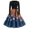 Women's Casual Fashion Round Neck Christmas Printed Vintage Dress