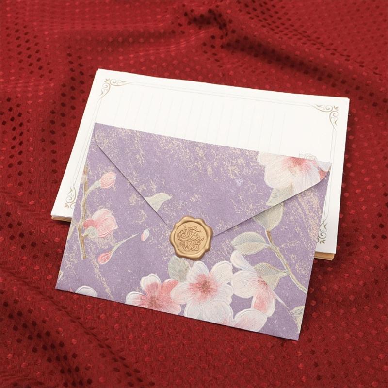 20Pcs Antique Floral Pattern Envelopes 6.46x4.4Inch Folding Envelopes For Wedding Invitation Valentines Card And Mailing