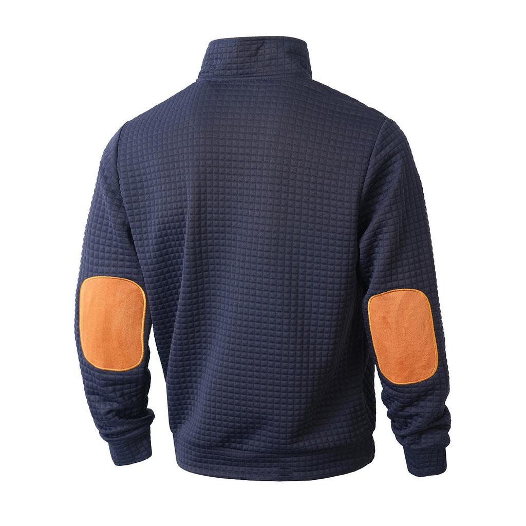 Men's Solid Color Stand Collar Button Sweatshirt Hoodie Men's Sports Large Size Casual Sweatshirt