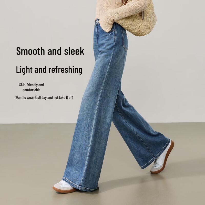 ESE-Y Women's High-Waisted Lyocell Cotton Bootcut Jeans