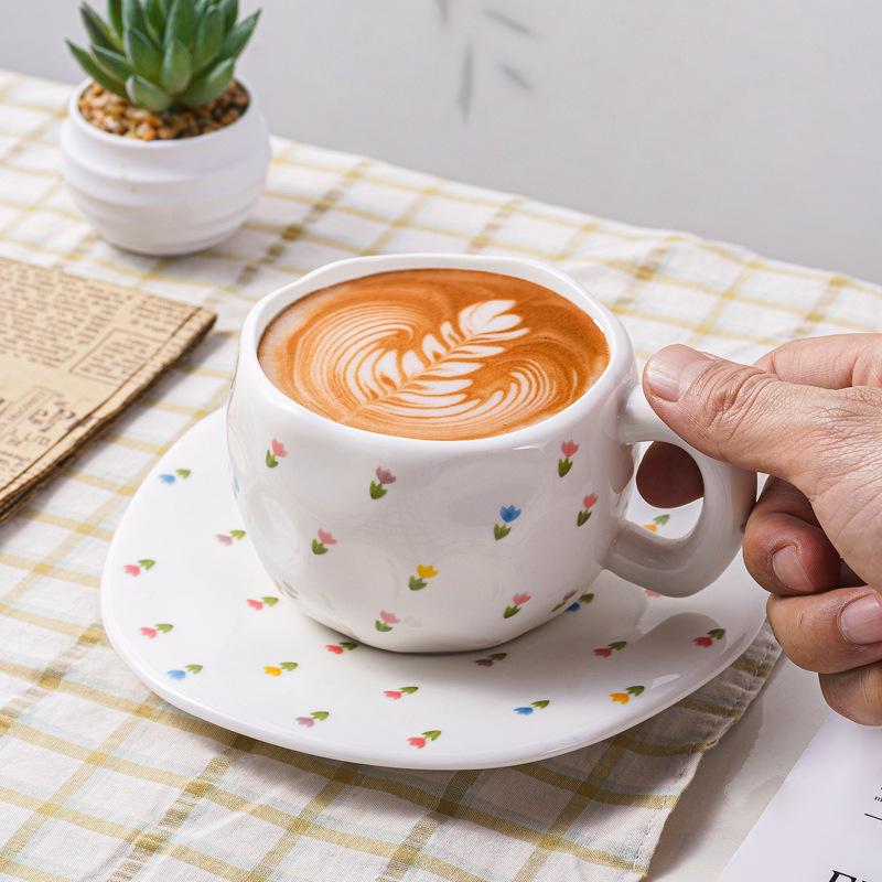 Coffee Mugs Set with Saucer Cute Cloud In The Sky Cup Gifts for Women for Birthday Tea 320ML Ceramic Cup