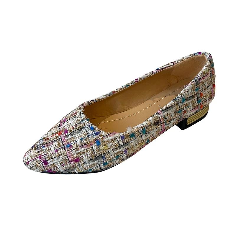 Mode Neue Frühling und Sommer Spitzschuh Bequeme Lässige Flache Schuhe Metalldekoration Flacher Ausschnitt Atmungsaktive Damenschuhe